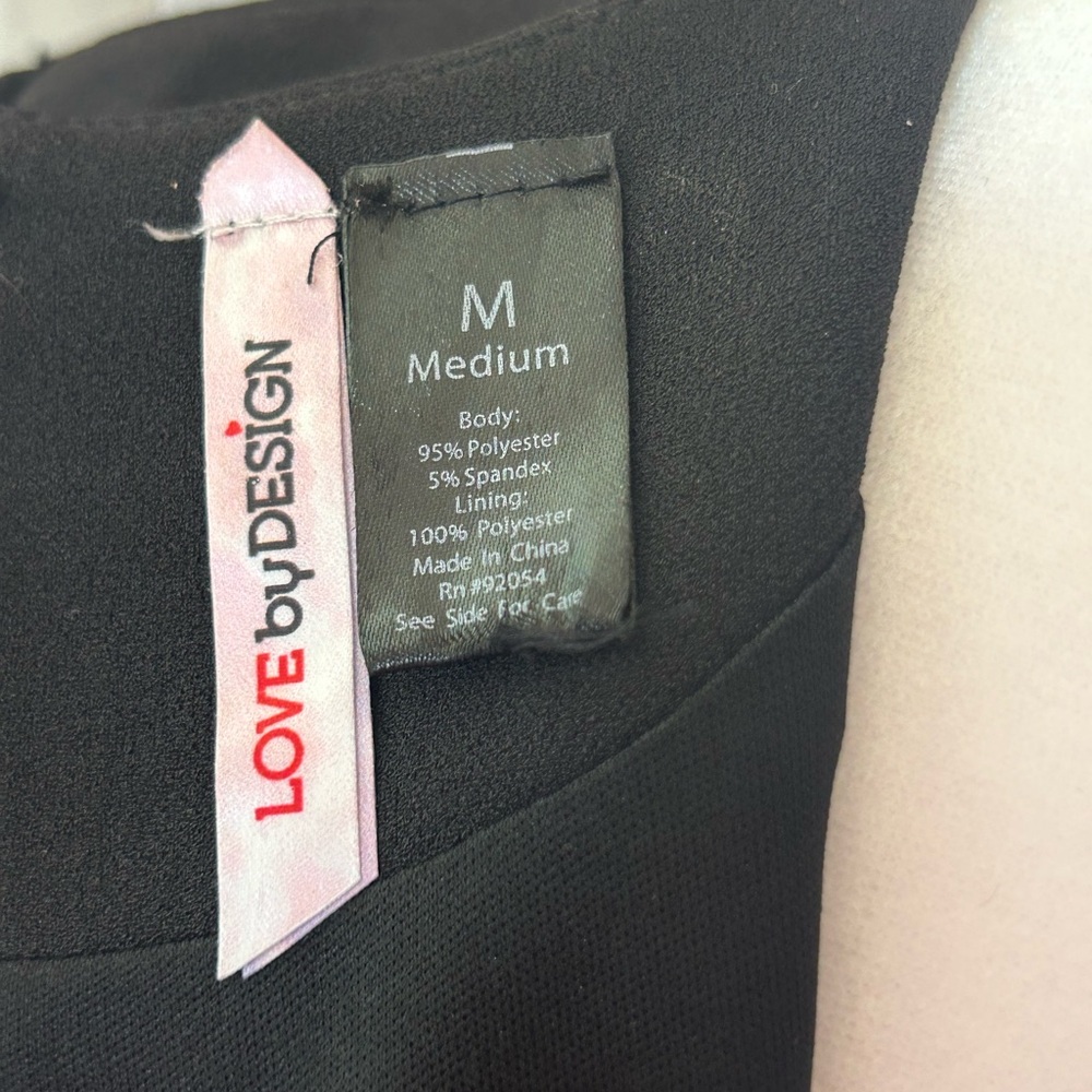Love by Design black sophisticated chic midi dress ruched bodice and pockets M - Picture 6 of 8